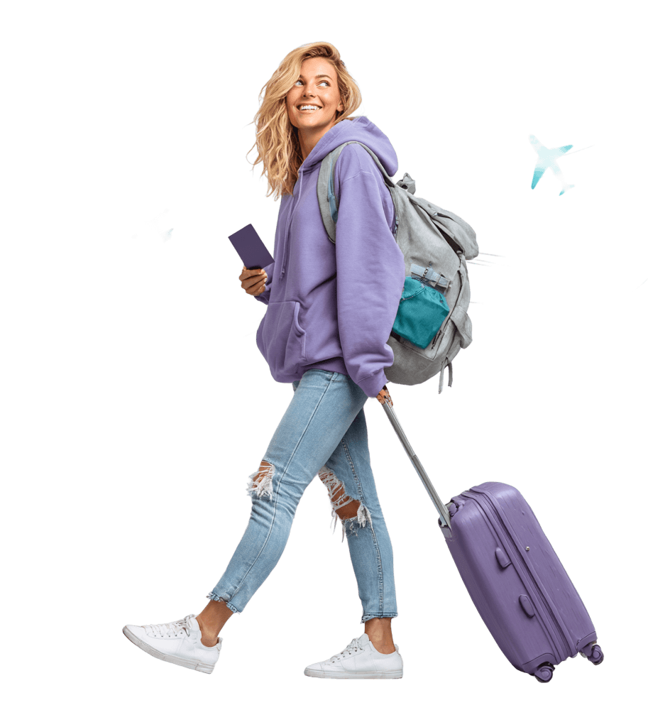 Voyageuse avec valise